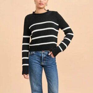La Ligne mini marina Black and cream roll neck cotton sweater L